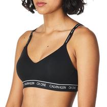 Bralette Calvin Klein CK One Preto - Tamanho M - Algodão Levemente Forrado