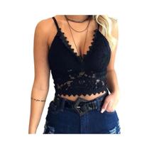 Bralette Feminino De Renda Floral Sem Arame, Top Curto Transparente De Verão, Lingerie