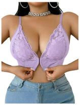 Bralette MakeMechic Floral Lace Deep V com fecho frontal plus size Bralette MakeMechic Floral Lace Deep V com fecho frontal plus size
