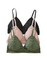 Bralette MakeMechic, renda floral, acolchoada, 3 unidades, tamanho P Bralette MakeMechic, renda floral, acolchoada, 3 unidades, tamanho P