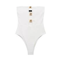 Branco Fora Do Ombro Sem Mangas Bodysuit Feminino Sexy Cortar Corpo Apertado Lingerie Verão