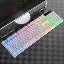 (Branco) Para PC Laptop Xbox USB Com fio teclado de jogos mecânicos RGB LED Retrolit Teclado