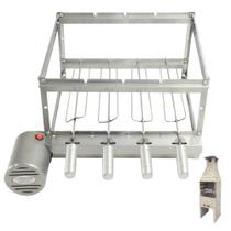 Brasa Grill Esquerdo Premium Gira 4 Espetos para Churrasqueira Pré Moldada 55cm Espaço