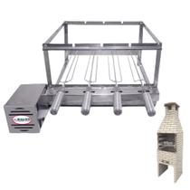 Brasa Grill Gira 4 Espetos para Churrasqueira Pré Moldada de 55cm Espaço Interno Largura