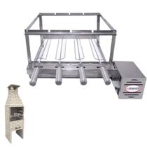 Brasa Grill Gira 4 Espetos para Churrasqueira Pré Moldada de 55cm Espaço Interno