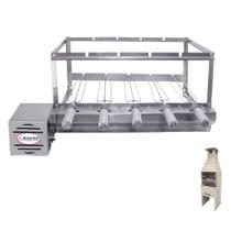 Brasa Grill Gira 5 Espetos Especial para Churrasqueira Pré Moldada 65cm Espaço Interno Largura