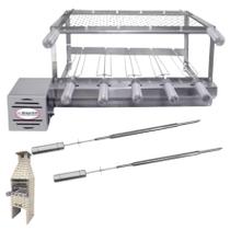 Brasa Grill Gira 5 Espetos para Churrasqueira Pré Moldada de 65cm + Grelha Moeda 50x40 + 2 Espetos Picanha Brasa Grill Gira 5 Espetos para Churrasqueira Pré Moldada de 65cm + Grelha Moeda 50x40 + 2 Espetos Picanha