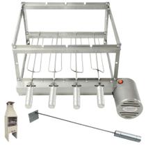 Brasa Grill Premium Gira 4 Espetos Especial para Churrasqueiras Pré Moldadas de 55cm + Espalha Brasa