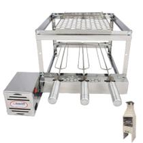 Brasa Grill Tradicional Gira 3 Espetos para Churrasqueiras 45cm Espaço Interno