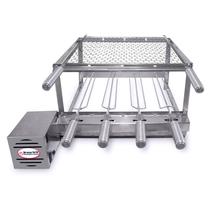 Brasa Grill Tradicional Gira 4 Espetos Bi Volts + Grelha Moeda 40x40 Inox
