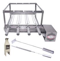 Brasa Grill Tradicional Gira 4 Espetos Especial para Churrasqueiras Pré Moldadas de 55cm Espaço Interno + Espeto Picanha + Espalha Brasa Brasa Grill Tradicional Gira 4 Espetos Especial para Churrasqueiras Pré Moldadas de 55cm Espaço Interno + Espeto Picanha + Espalha Brasa