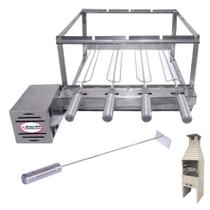 Brasa Grill Tradicional Gira 4 Espetos para Churrasqueira Pré Moldada de 55cm Espaço Interno + Espalhador de Brasa Brasa Grill Tradicional Gira 4 Espetos para Churrasqueira Pré Moldada de 55cm Espaço Interno + Espalhador de Brasa