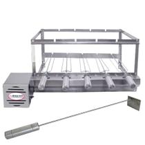 Brasa Grill Tradicional Gira 5 Espetos Churrasqueira Giratória + Espalhador de Brasa