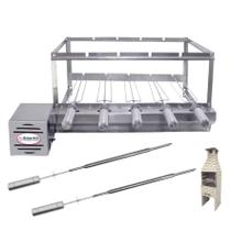 Brasa Grill Tradicional Gira 5 Espetos para Churrasqueira Pré Moldada de 65cm + 2 Espetos Picanha Brasa Grill Tradicional Gira 5 Espetos para Churrasqueira Pré Moldada de 65cm + 2 Espetos Picanha