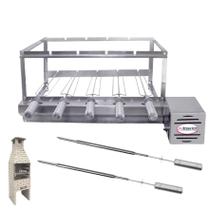 Brasa Grill Tradicional Gira 5 Espetos para Churrasqueira Pré Moldada de 65cm Espaço Interno + 2 Espetos Picanha Inox Brasa Grill Tradicional Gira 5 Espetos para Churrasqueira Pré Moldada de 65cm Espaço Interno + 2 Espetos Picanha Inox