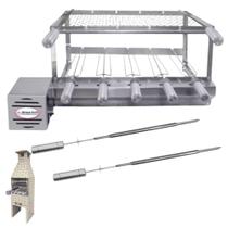 Brasa Grill Tradicional Gira 5 Espetos para Churrasqueira Pré Moldada + Grelha + 2 Espetos Picanha