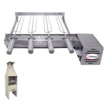 Brasa Grill Tradicional Único Andar Gira 4 Espetos para Churrasqueira Pré Moldada de 55cm Espaço Interno Largura Brasa Grill Tradicional Único Andar Gira 4 Espetos para Churrasqueira Pré Moldada de 55cm Espaço Interno Largura