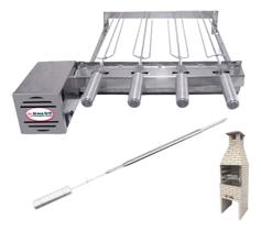 Brasa Grill Tradicional Único Andar Gira 4 Espetos para Churrasqueiras Pré Moldadas de 55cm + 1 Espeto Picanha Brasa Grill Tradicional Único Andar Gira 4 Espetos para Churrasqueiras Pré Moldadas de 55cm + 1 Espeto Picanha