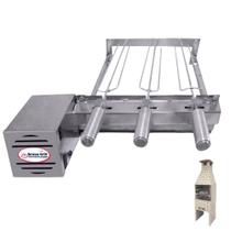 Brasa Grill Único Andar Esquerdo Gira 3 Espetos para Churrasqueiras Pré Moldadas 45cm Espaço Interno Brasa Grill Único Andar Esquerdo Gira 3 Espetos para Churrasqueiras Pré Moldadas 45cm Espaço Interno