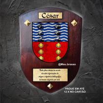 Brasão da família César na madeira