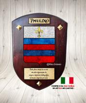 Brasão da família Paulino (itália) na madeira tamanho 31cmx41cm