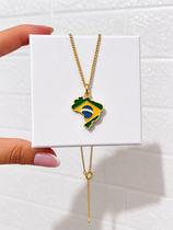 Brasil core tendência hexa copa do mundo colar brinco pingente bandeira mapa