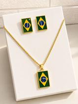 Brasil core tendência hexa copa do mundo colar brinco pingente bandeira mapa