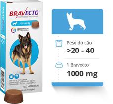 Bravecto 20 a 40 kg comprimido + vermifugo - MSD