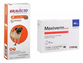 Bravecto Antipulgas Carrapatos Cães De 4,5 A 10kg + Maxiverm Plus 4 Comprimidos