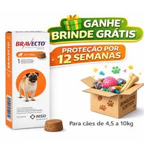 Bravecto Antipulgas e Carrapatos para Cães 4,5 a 10kg Brinde Grátis