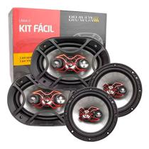 Bravox Kit Fácil Conjunto de Alto-falantes para Som Automotivo 6x9" e 6" Polegadas B4X69X+B3X60X 240W RMS 4 Ohms