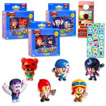 Brawl Stars Mini Figuras 6 Peças com Conjunto de Adesivos