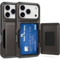Brcshop Capa Porta Cartão para o iPhone 17 Pro Max Compartimento Oculto para Armazenamento de 3 Cartões e Proteção Anti impacto