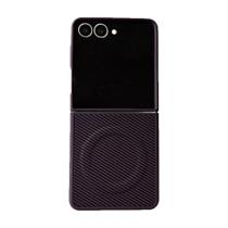 Brcshop Capa Protetora para o Samsung Z Flip 7 com Carregamento Magnético em Fibra de Carbono Compatível com Magsafe