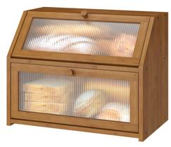 Bread Box Vriccc, balcão de cozinha de dupla camada em madeira de bambu Bread Box Vriccc, balcão de cozinha de dupla camada em madeira de bambu
