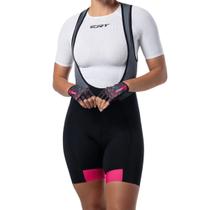 Bretelle ciclismo feminino ERT Lady com zíper forro em gel Cor:Preto/RosaTamanho:M