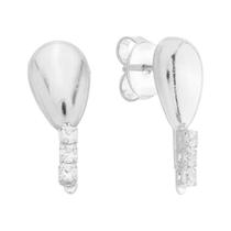 Brico Gota Com Tres Pedras Zirconia Cravejada Banhado a Prata 925 Brico Gota Com Tres Pedras Zirconia Cravejada Banhado a Prata 925