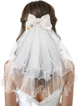 Bridal Hair Bow Veil SWEETV White Bow Clip Despedida de Solteira