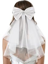 Bridal Hair Bow Veil SWEETV White Bow Clip Pearl Accessory