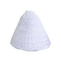 Bride Women Wedding Dress Skirt Support Costume Petticoat Slip 6-Hoops Yarnless Petticoats Elastic Waist Skirts - White