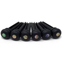 Bridge Pins Crosby Slotted Pure Ebony com incrustação de pontos de abalone