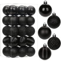Briful Juego de 30 Bolas Negras para Árbol de Navidad 5 cm