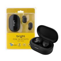 bright Fone de Ouvido Max Sound, Bluetooth Sem Fio Preto Tamanho Pequeno a Bateria Dura Até 3 Horas