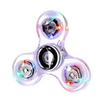 Brilha No Escuro Cristal Luminoso LED Fidget Spinner Mão Superior EDC Brinquedo De Alívio Do