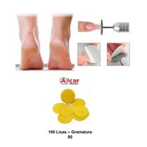 BRILHO - 100 Refis de Lixas Plantar Alcar Para Manicure Pedicure Podologia - Gramatura 80