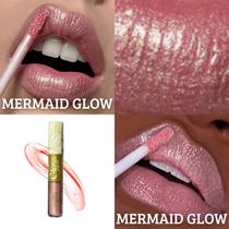 Brilho labial bitarra beauty 4ml - MERMAID GLOW - textura leve, cremoso, hidratação com e sem glitter, versatil, look hibrido, Combine o poder de cobertura com o brilho sofisticado do gloss.