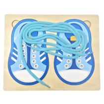 Brincadeira Amarrar Cardarço Alinhavo Par Tênis Amarrar Cadarço MDF Brinquedo Educativo Ecológico