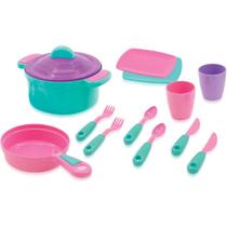 Brincando de Casinha Panelas e Talheres Rosa 13PCS Brincando de Casinha Panelas e Talheres Rosa 13PCS