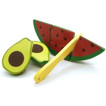 Brincando de Comidinhas - Kit Frutinhas com Corte (Abacate e Melancia) - Madeira - 454 - New Art Brincando de Comidinhas - Kit Frutinhas com Corte (Abacate e Melancia) - Madeira - 454 - New Art