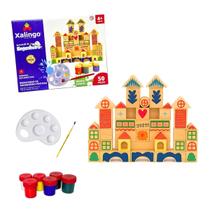 Brincando de Engenheiro Pintura 50 peças Brinquedo Educativo Madeira - Xalingo - 4 anos